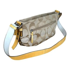 Coach Signature East West Duffle Shoulder Bag Y2K Tan Cream Logo Travel - Picture 1 of 17