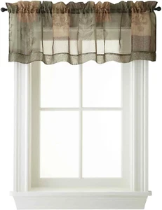 Patchwork Semi-Sheer Rod Pocket Kitchen Curtain Valance, 56" X 14", Multi - Picture 1 of 12