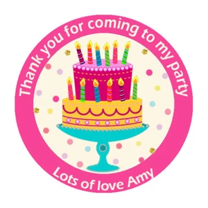 Personalisierte Kuchen Geburtstag Aufkleber für Party Danke süße Kegel Taschen Geschenk 24 - Bild 1 von 5