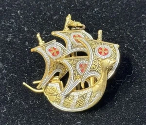 Vintage 1950s Spanish Galleon Damascene Toledo Brooch Beautiful Condition - Picture 1 of 5