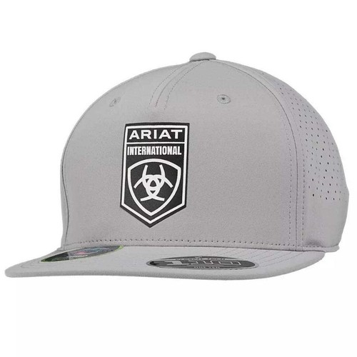 Ariat Men's Black Heather Snapback Mesh Cap – Adjustable One Size, Polyester/Spandex