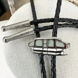 Fantastic 70s Vintage Rv Camper Bolo Tie Silver Tone Enamel - Picture 1 of 13