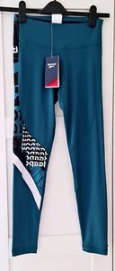 Reebok Ladies Teal Graphic Print Sports Leggings Size S Brand new - Picture 1 of 7