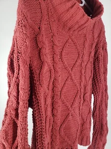 Love Tree Chunky Ribbed Knit Sweater Rouge Flamingo Color Turtle Neck Size Small - Picture 1 of 8