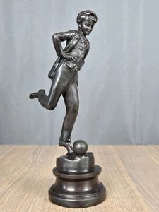 11.5" Maitland Smith bronze statue Boy kicking ball, sculpture - Picture 1 of 8