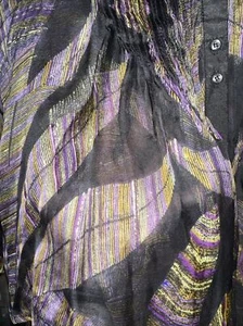 Aryn K. Flowy Silk  Top Women’s Size Small Black Gold Purple  Feather Print - Picture 1 of 2