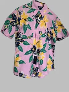 Polo Ralph Lauren nuova con etichetta uomo taglia Med floreale rosa chiaro camicia hawaiana logo pony - Foto 1 di 5