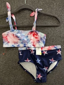 Cat & Jack Girls Size S 6/6X Multicolor Tie-Dye Bikini Swimsuit Set - Picture 1 of 8