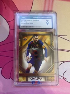 LIONEL MESSI 2023-24 TOPPS FC BARCELONA #GD4 GOLD DRIP CGC 9 - Picture 1 of 2