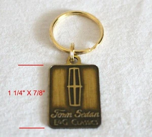 LINCOLN TOWNCAR "TOWN SEDAN E&G CLASSICS" ANTIQUE BRASS KEY CHAIN RING STYLE B - Picture 1 of 2