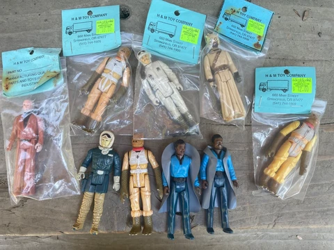Lot 9 Vintage Star Wars Action Figures 1977-1980 Bossk Lando Han Obi Rebel Sand Cover