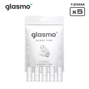 12MM x 5 PACK Glass Filter Tips Crutch Reusable Set Smoking CLEAR glasmo - Picture 1 of 3
