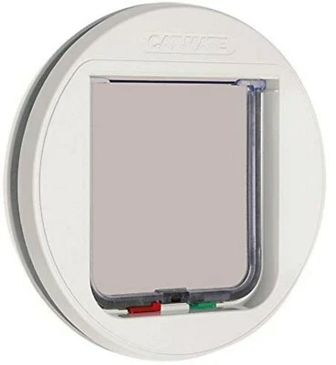Pet Mate Glass Fitting Cat Flap White 4 Way Lock 210W - Secure Pet - Image 1 of 3