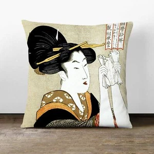 Plump Cushion Love Letter Kitagawa Utamaro Scatter Throw Pillow Cover Filled - Picture 1 of 10