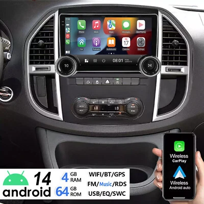 Für Mercedes Vito W447 2014-2020 4+64G Android 14 Autoradio GPS WiFi RDS Carplay - Bild 1 von 4