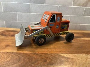 TRACTOR WITH SNOW PLOW BLADE as marking "H" made in japan Tin Toy - Picture 1 of 9