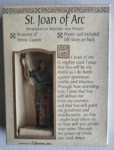 Roman Joan of Arc in Armor with Flag Patrons and Protectors Figurine - Picture 1 of 3