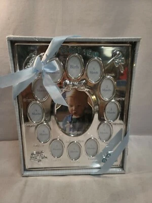 CARTERS My First Year Smiley Happy Frame NEW Silver Baby Photo Album NEW - Image 1 of 4