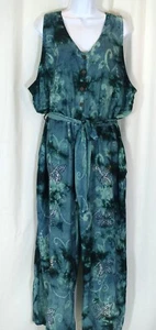 OTTIMO ~ NUOVO CON ETICHETTE!!~TUTA BOHO VERDE TIE DYE CON CINTURA FARFALLE STAMPILATE TG:3X - Foto 1 di 9