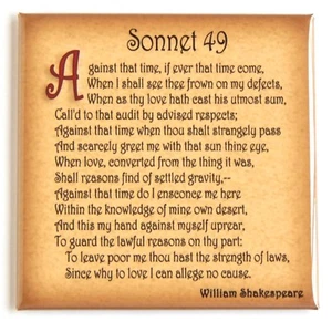Sonnet 49 FRIDGE MAGNET (3 x 3 inches) William Shakespeare - Picture 1 of 3