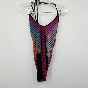 NWT Boohoo Laser Cut Stripe Women's One Piece Bathing Suit Size 8 - Picture 1 of 9