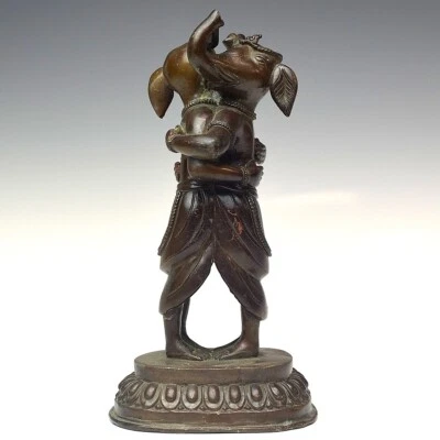 Antigua estatua de bronce tibetana Ganesh Kankiten deidad de la alegría en el budismo 7,7" Foto 1 de 4