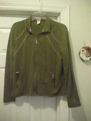 Jaqueta de aquecimento verde DANSKIN NOW feminina com zíper tamanho G (12/14) treino jogging - Imagem 1 de 4