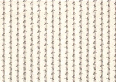 Papel Pintado Casa de Muñecas Rayas Florales 3 Hojas "Reflejos Rosa" Escala 1:12 Foto 1 de 3