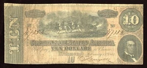 1864 $10 Ten Dollar Confederate States of America Note Richmond - Picture 1 of 2