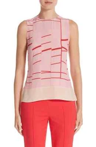 AKRIS Rundhals ärmellose Seidenbluse mit gebrochenen Streifen GR. 40 = US 8 - neu ohne Etikett - Bild 1 von 6