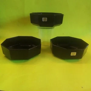 ARCOROC OCTIME GLASS SALAD, SOUP BOWLS, 5 5/8", BLACK NOIR, FRANCE 3 PCS, EUC - Picture 1 of 6