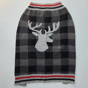 NEW Plaid Reindeer Dog Sweater Size M Fits Beagle Standard Poodle 20-50 lbs 17" - Picture 1 of 5