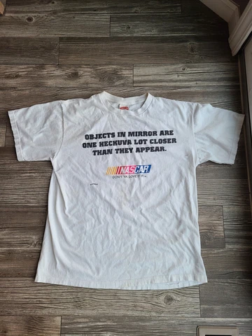 Vintage 90's Nascar Dont Ya Love It? T-Shirt Size L USA Nutmeg Mills White USA Cover
