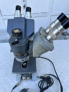 Vintage AO American Optical Microscope Microstar One Ten Dual Head 5 Objectives - Picture 1 of 12