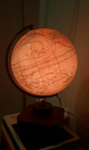 1950's 10" French Terrestrial Illuminated GLOBE Forest attr. Jacques Adnet - Picture 1 of 12