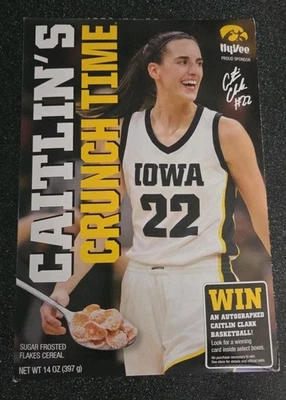 Caitlin Clark Caitlin's Crunch Time Cereal Unopened Box Iowa Indiana Fever  - Image 1 of 4