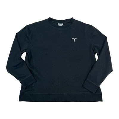 Sudadera Tesla Cuello Redondo Adulto Grande Negra Bordada Logo Pull Over Informal Foto 1 de 4