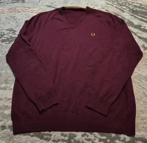 Fred Perry Strickpullover 100% Merinowolle Langarm Freizeit Herren 2XL - Bild 1 von 8