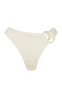 MONDAY Swimwear Bronte Ring Bikini Bottom, Pearl with Ivory, Medium rrp£83 BNWT - Picture 1 of 8