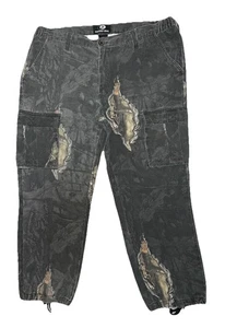 Mossy Oak Camo Break Up Eclipse Black Cargo Pants Size 40/42 XL Elastic Waist - Picture 1 of 14