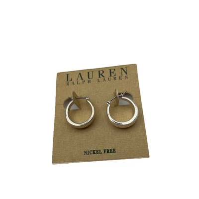 Pendientes Huggie Ralph Lauren Tono Plata-Nuevos Informales Negocios Joyería Minimalista Foto 1 de 3