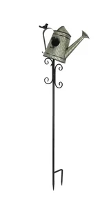 Metal Outdoor Decorative Garden Stake Watering Can Birdhouse Yard Decor Art - Picture 1 of 4