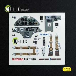 Hs-123A-1. Interior 3D Decals (for ICM Aircraft model) Scale 1:32 KeliK K32046 - Picture 1 of 8