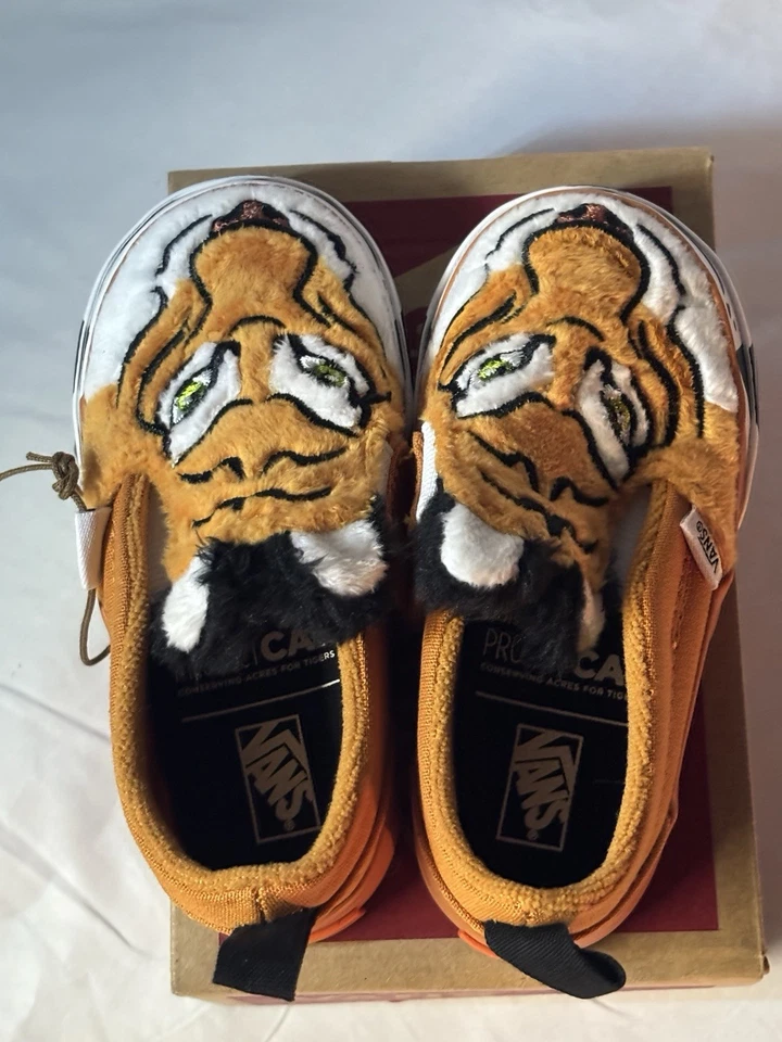 Vans x Project CAT Slip-On V Wild Tiger Faux Fur Shoes New W/Box Toddler 6 - Image 1 of 4