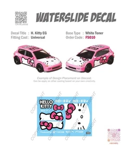 FS010 White Toner Universal Waterslide 1/64 Decal # KITTY EG Custom Hotwheels - Bild 1 von 4