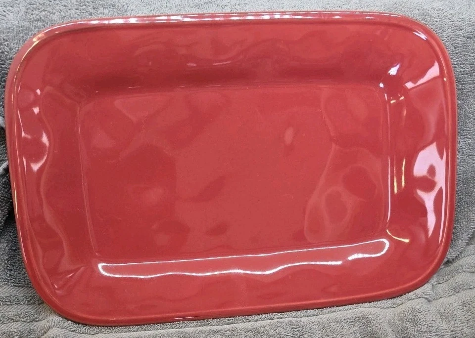 Vajilla Rachael Ray Cucina Plato Rectangular Rojo 8"x12" Vacaciones Navidad Foto 1 de 4