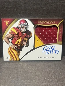 2015 Flawless Collegiate Troy Polamalu Auto Patch /25 Game Used USC Steelers - Picture 1 of 4