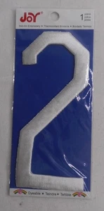 Joy 4" Bügelbild Stickerei Buchstabe "2" weiß Uni Applikation Patch - Bild 1 von 2
