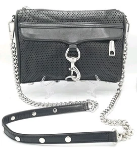 Rebecca Minkoff MAC Mini Black/Silver Leather Laser Cut Crossbody Bag XLNT - Bild 1 von 13
