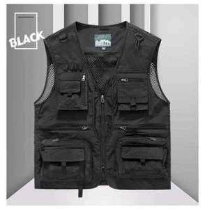 Mens Fishing Vest Hiking Tactical Men Photographer Waistcoat Mesh Jacket Vest - Picture 1 of 13